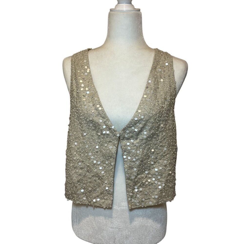 Eileen Fisher MATKA Sequin Encrusted Silk Vest Women Size Small